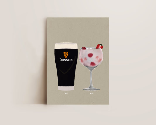 Guinness & Pink Gin Print