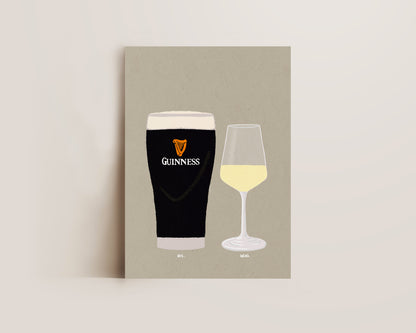 Guinness & Small White Wine Print