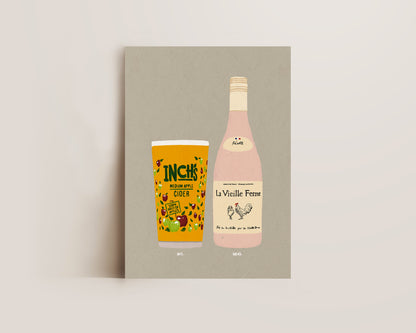 Inch's & Chicken Wine Print