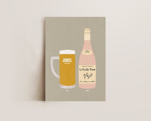 Jubel & Chicken Wine Print