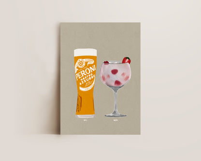 Peroni & Pink Gin Print
