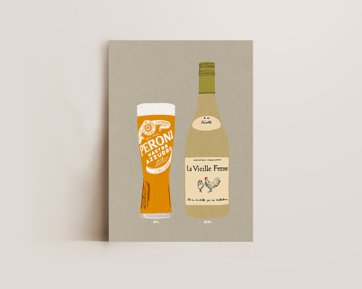 Peroni & White Chicken Wine Print