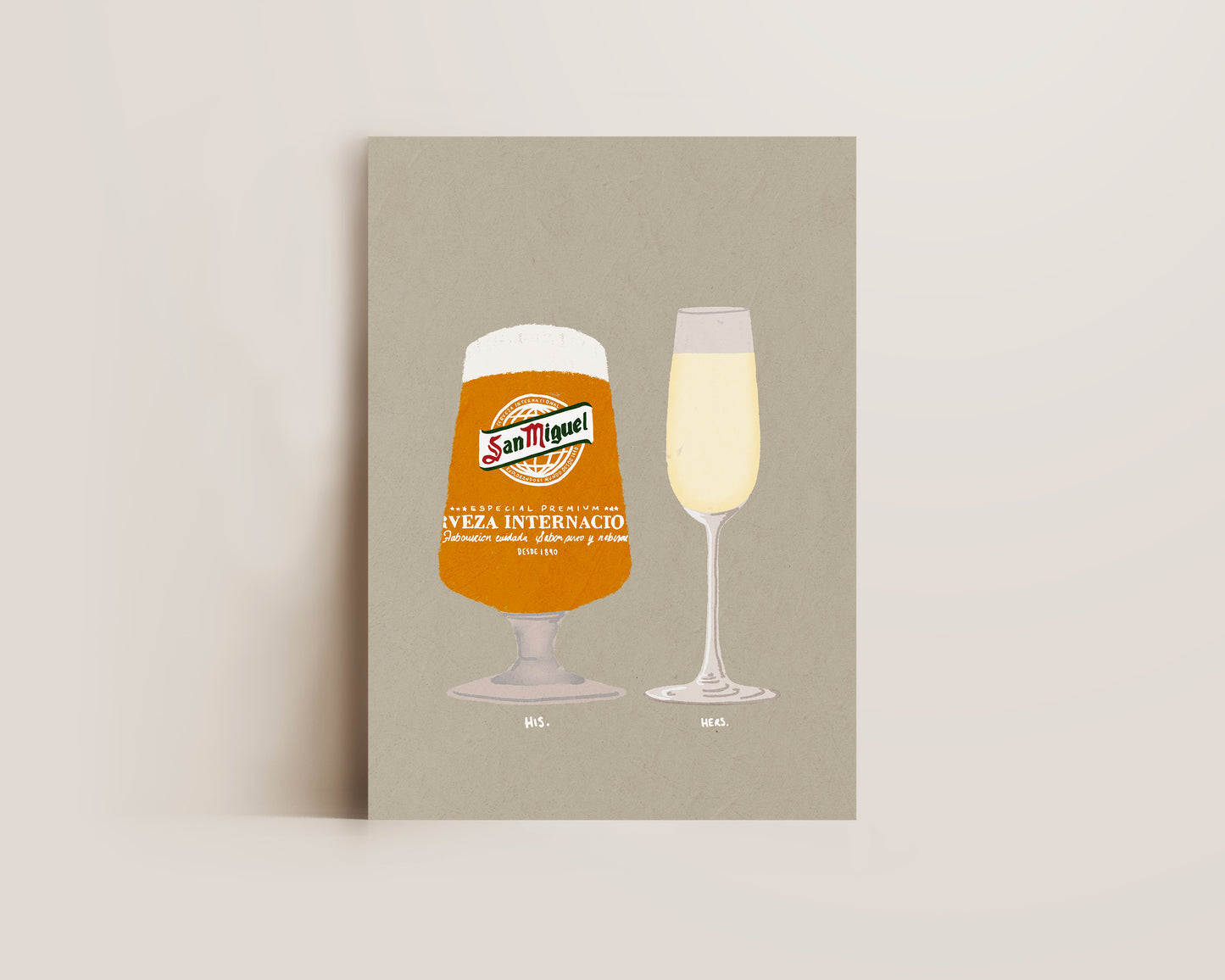San Miguel & Prosecco Glass Print