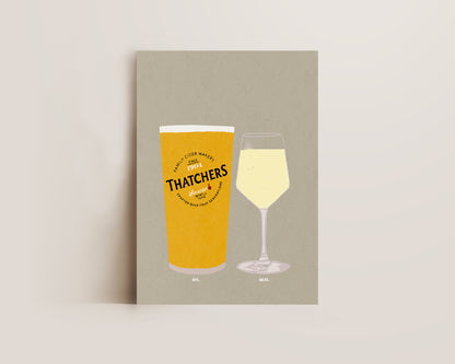 Thatchers & White Wine Print