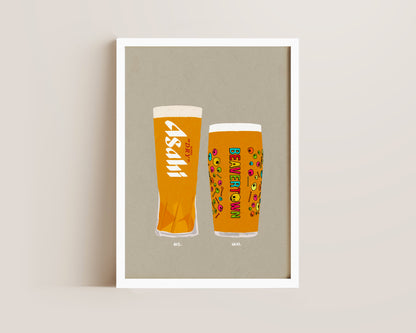 Asahi & Neck Oil Print