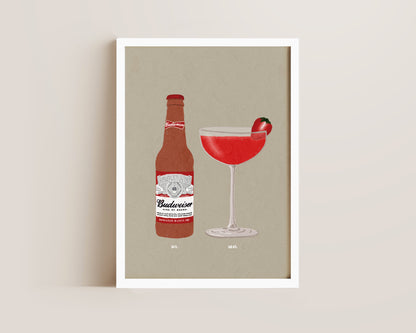 Budweisier & Strawberry Daiquiri Print