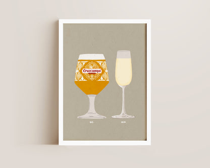 Cruzcampo & Prosecco Glass Print
