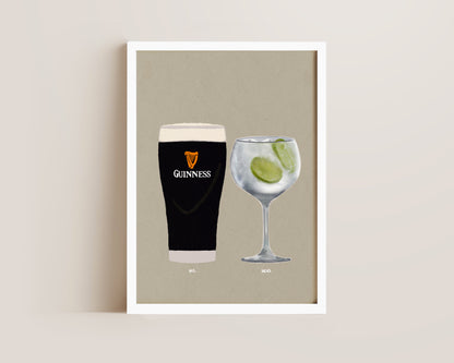 Guinness And Gin & Tonic Print