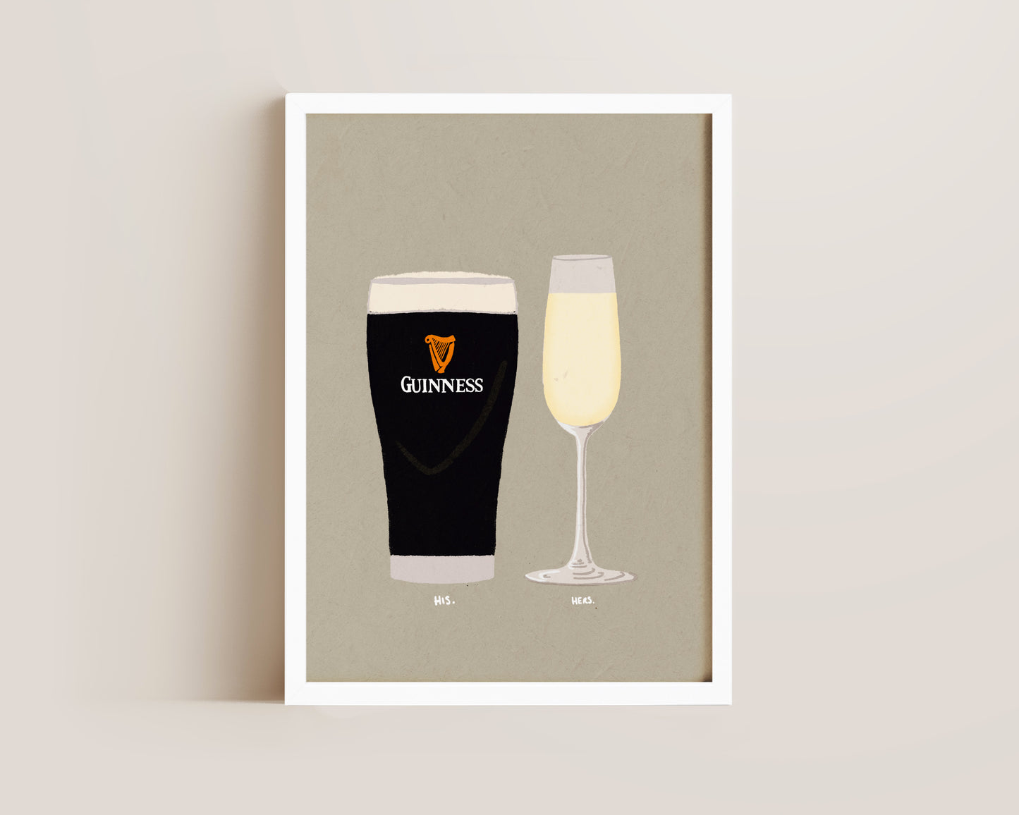 Guinness & Prosecco Glass Print
