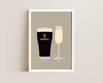 Guinness & Prosecco Glass Print