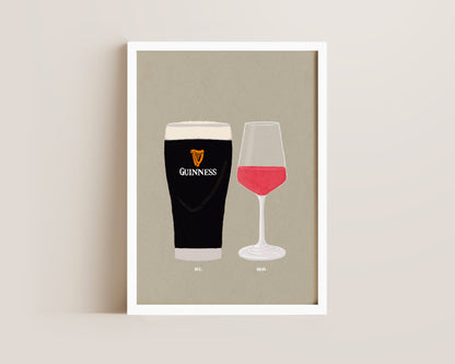 Guinness & Rose Wine Print