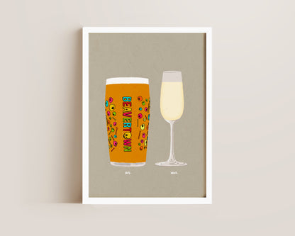 Neck Oil & Prosecco Glass Print