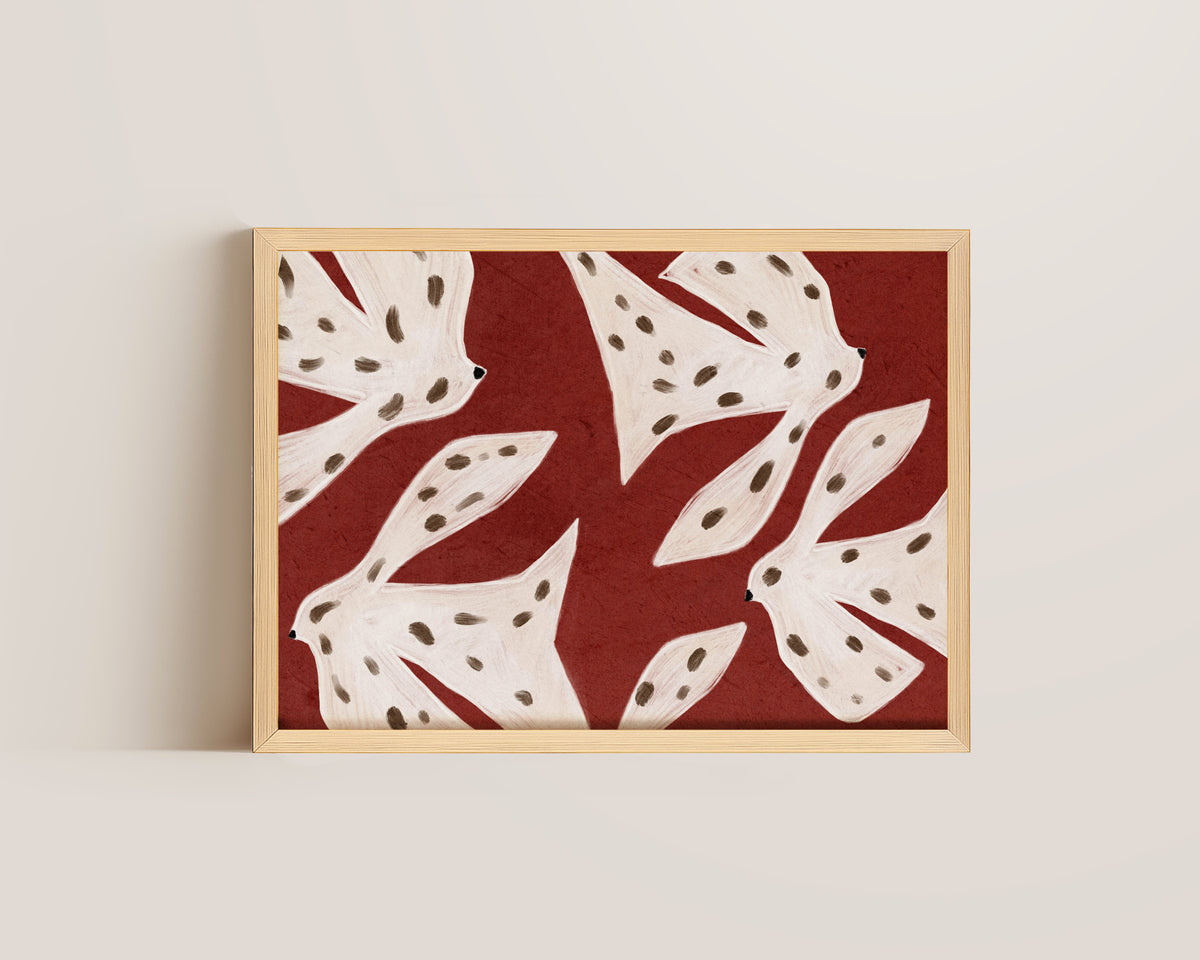 Spotted Birds Folk Art Print