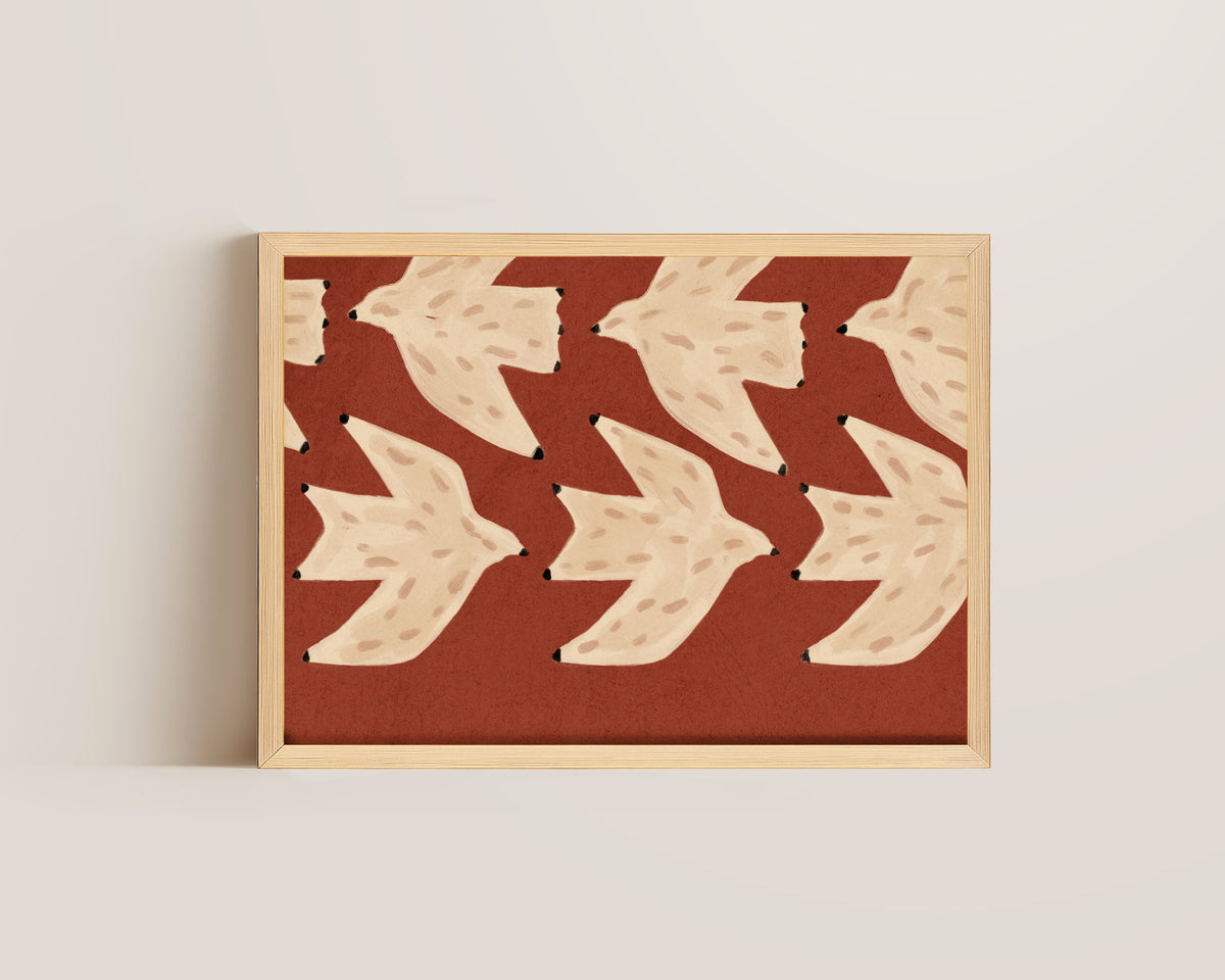 Formation Folk Art Bird Print – Burnt Earth