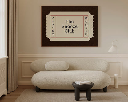 The Snooze Club Ticket Canvas
