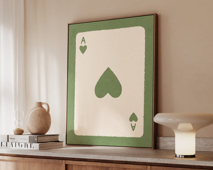 Ace Of Hearts Green Canvas