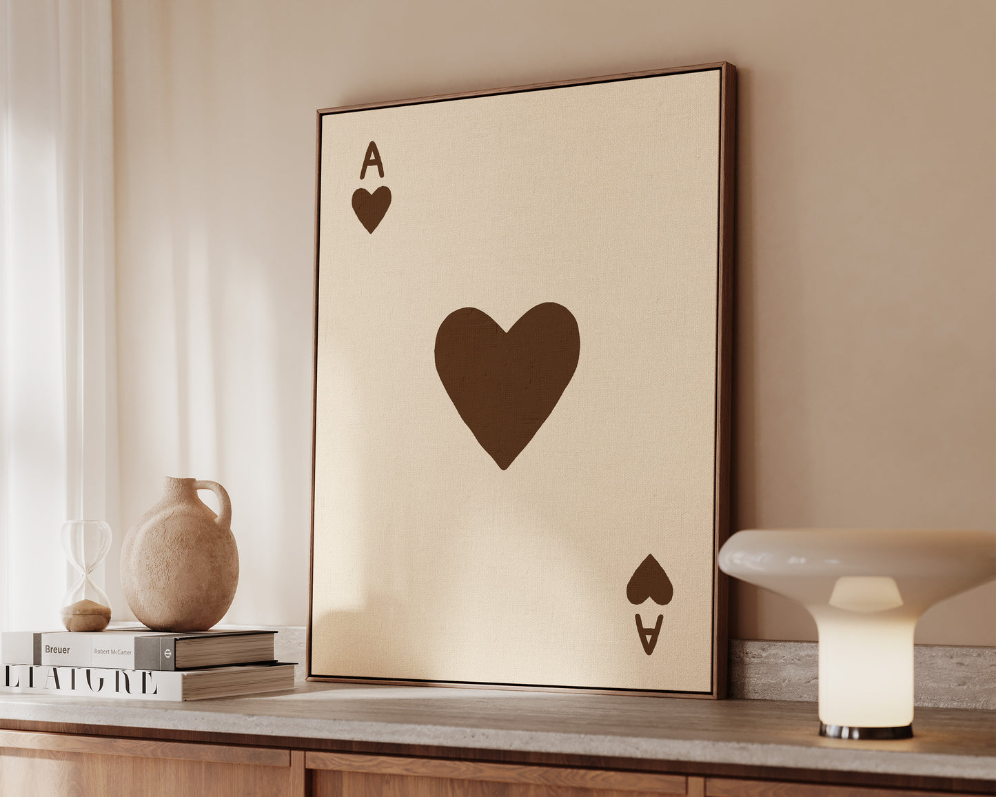 Ace Of Hearts Brown Canvas