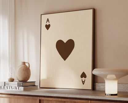 Ace Of Hearts Brown Canvas