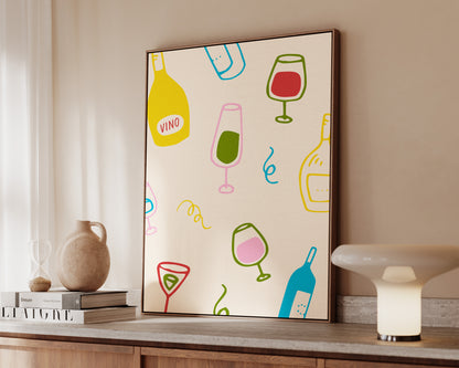 Colourful Wine Glasses Canvas