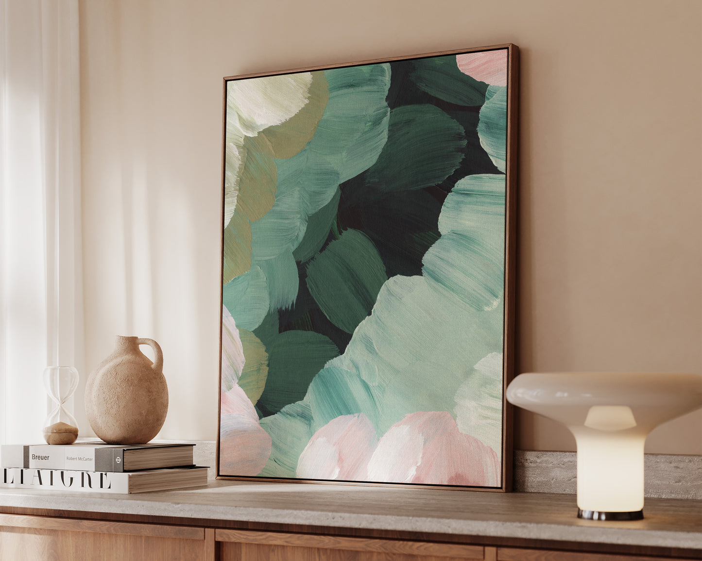 Forest Green & Pink No. 1 Canvas