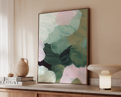 Forest Green & Pink No. 2 Canvas