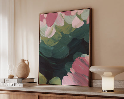 Forest Green & Pink No. 3 Canvas