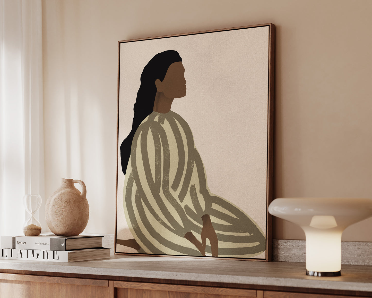 Green Striped Lady Canvas
