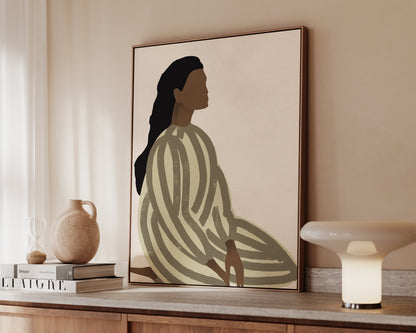 Green Striped Lady Canvas