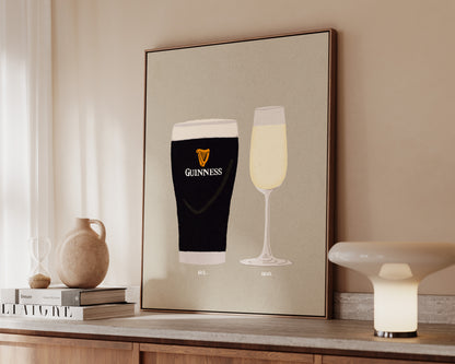 Guinness & Prosecco Glass Canvas