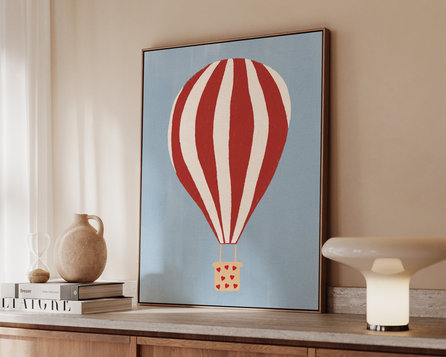 Hot Air Balloon Hearts Canvas