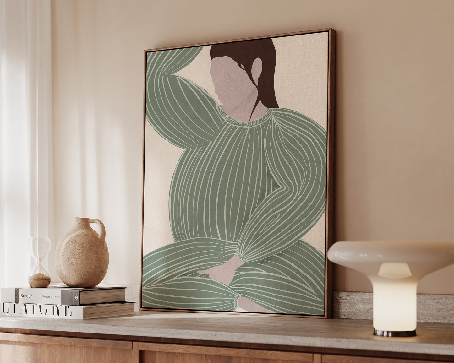 Green Striped Lady No.2 Canvas