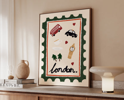 London Postage Stamp Canvas