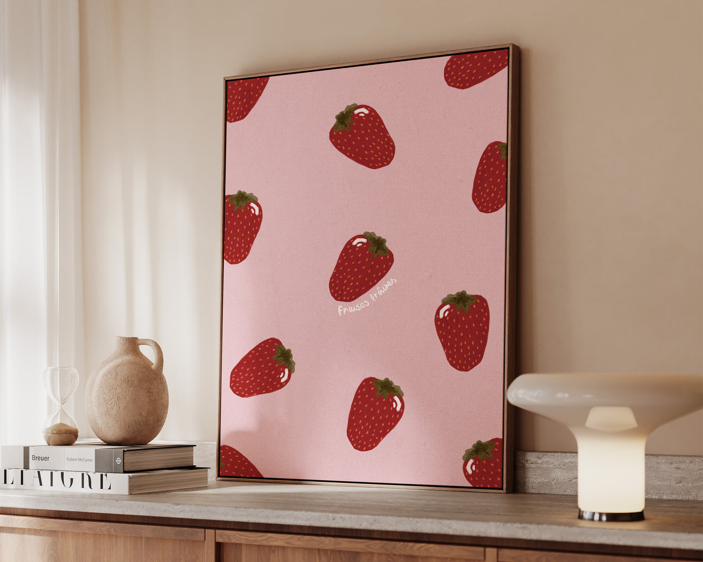 Pink Strawberries Canvas