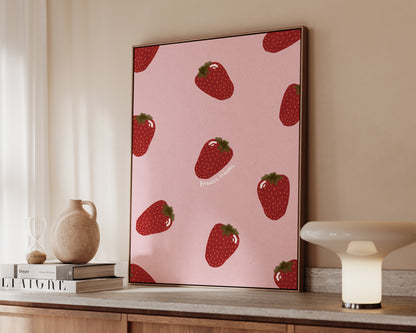 Pink Strawberries Canvas