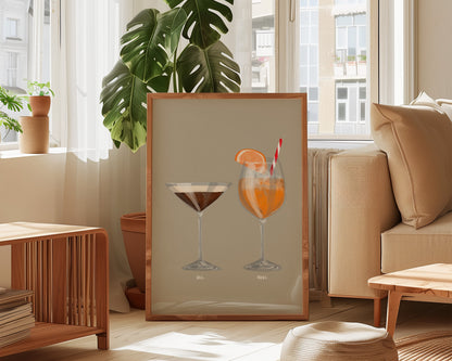 Espresso Martini & Aperol Spritz Couples Drink Print