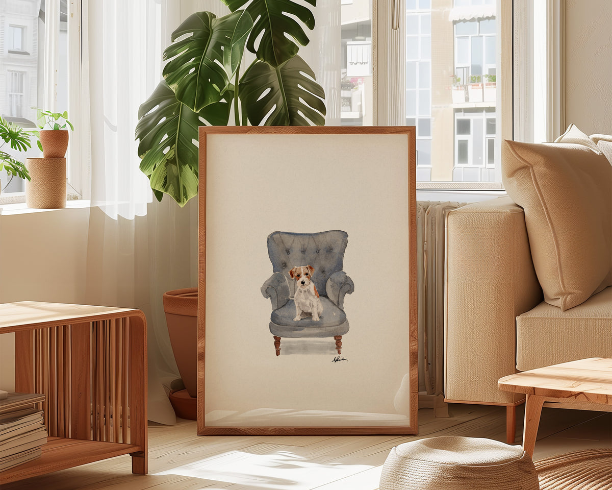 Jack Russell in Chair Print