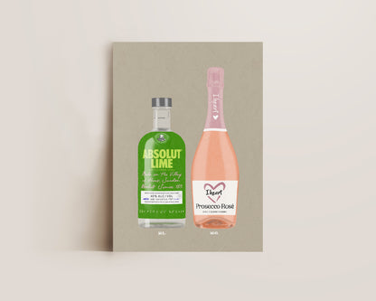 Absolut Lime & I Heart Prosecco Print