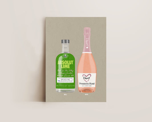Absolut Lime & I Heart Prosecco Print
