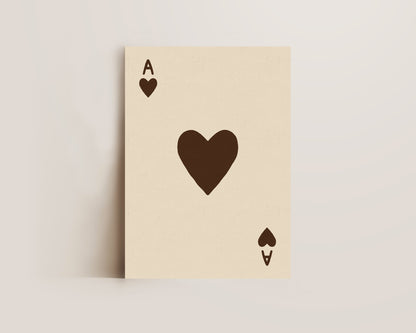 Ace Of Hearts Brown Print