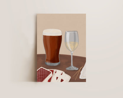 Ale & White Wine Date Night Print