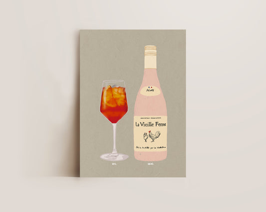 Aperol & Chicken Wine Print
