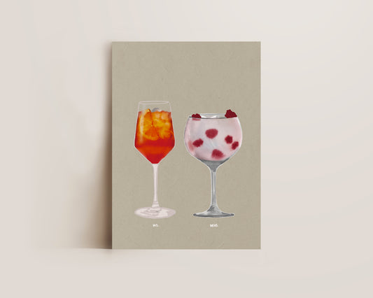 Aperol Spritz & Raspberry Pink Gin Print