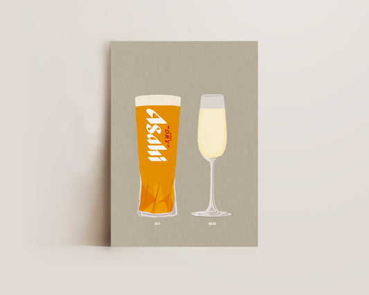 Asahi & Champagne Print