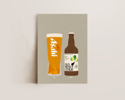Asahi & Old Mout Kiwi & Lime Print