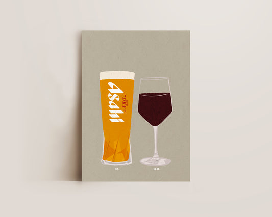 Asahi & Red Wine Print