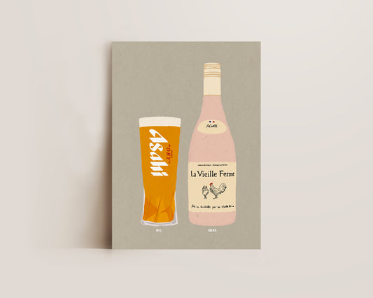 Asahi & Chicken Wine Print