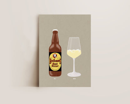 Bathams Bitter & White Wine Print