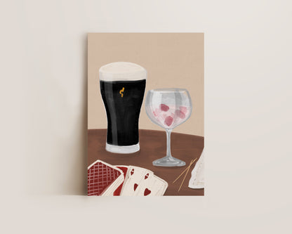 Black Stout & Pink Gin Date Night Print