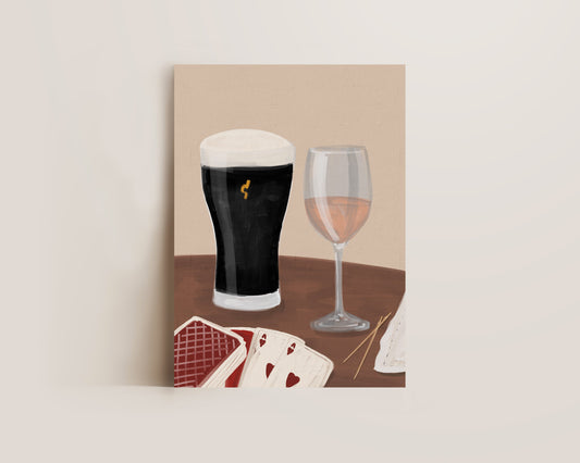 Black Stout & Rose Wine Date Night Print