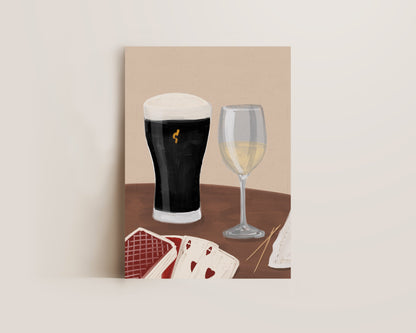 Black Stout & White Wine Date Night Print
